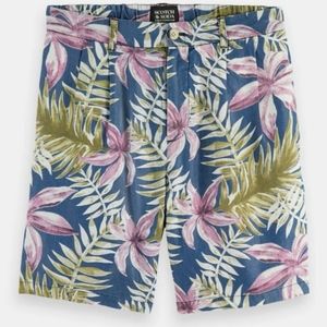 Scotch & Soda Mens Twilt Allover Printed Soft Shorts Size 32 NWT Tropical